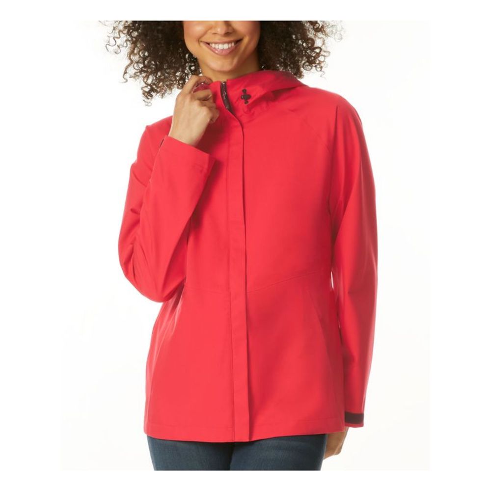32 DEGREE COOL Womens Coral Water Resistant Hooded Unlined Rain Coat S